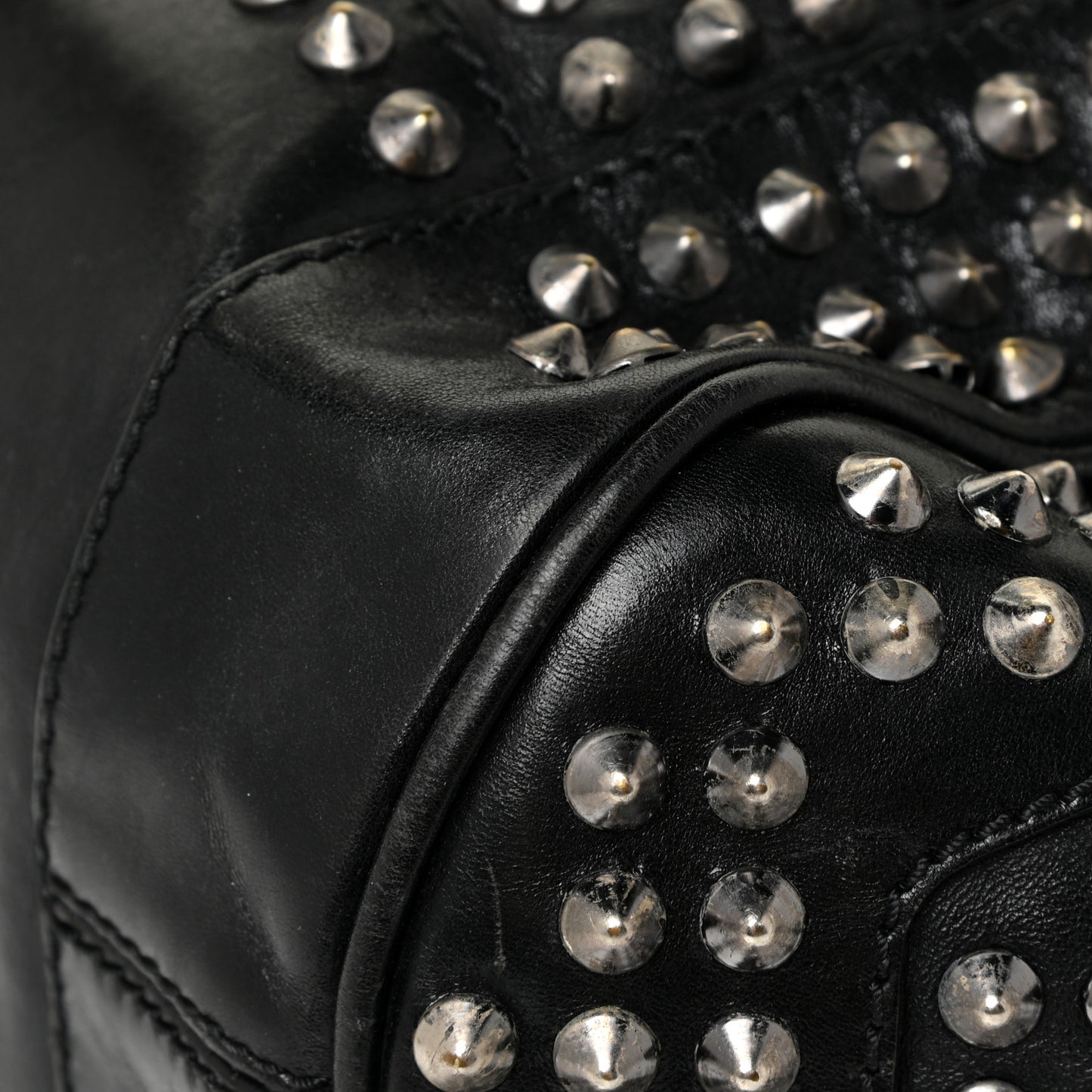 Lambskin Studded Small Edenham Satchel Black