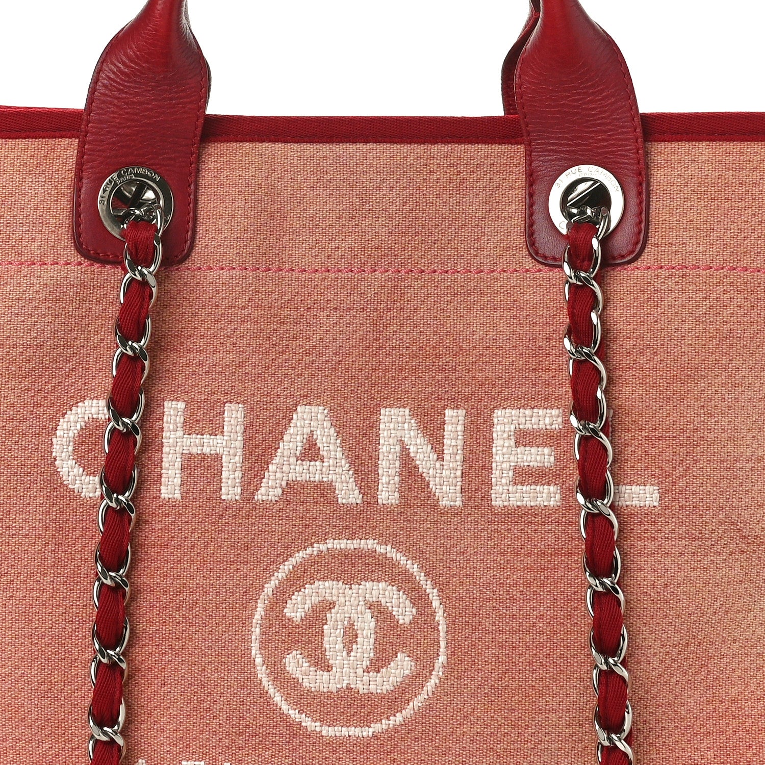 Chanel Canvas Medium Deauville Tote Red 8 of 16