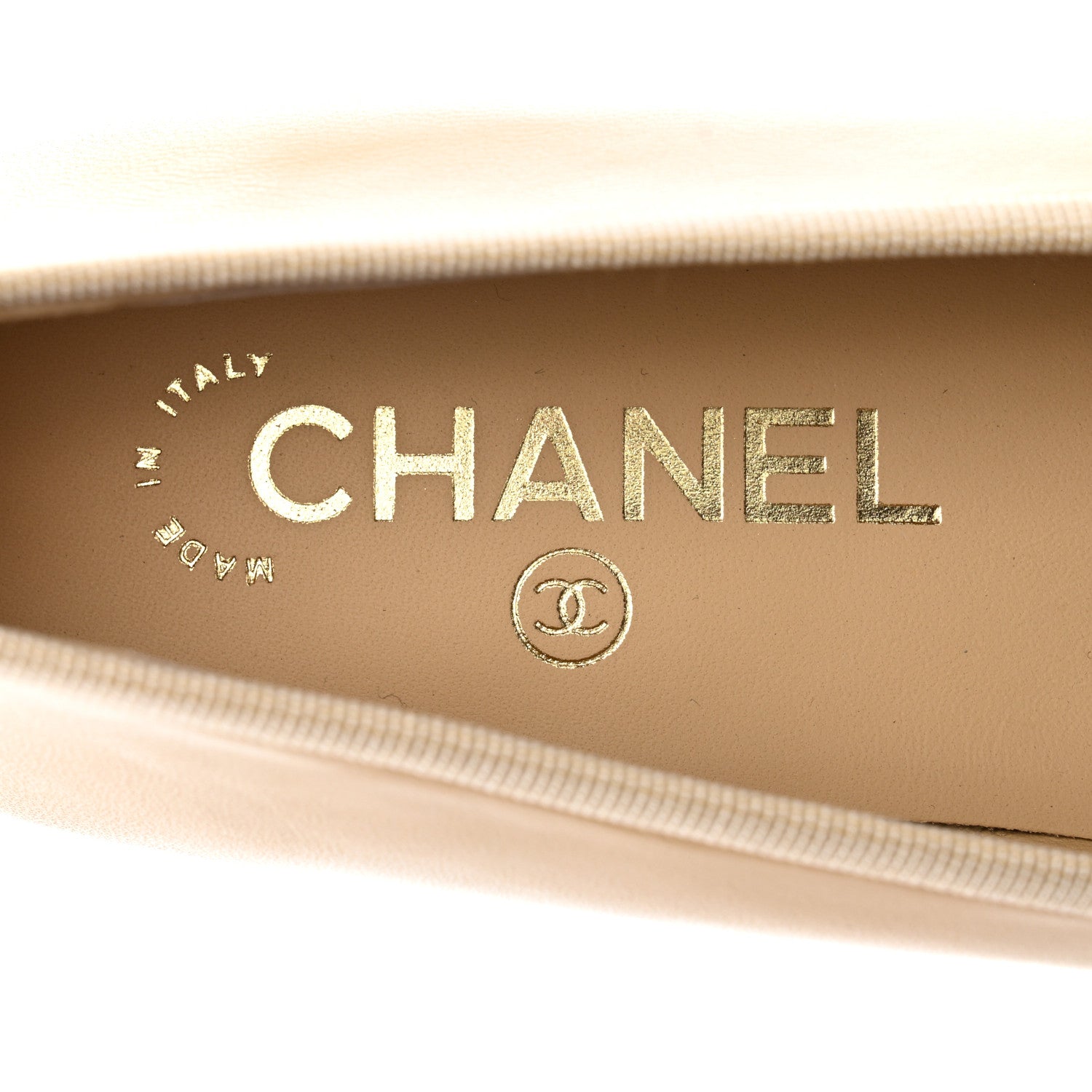 Chanel Lambskin Cap Toe Ballerina Flats 38.5 Beige Black 7 of 9
