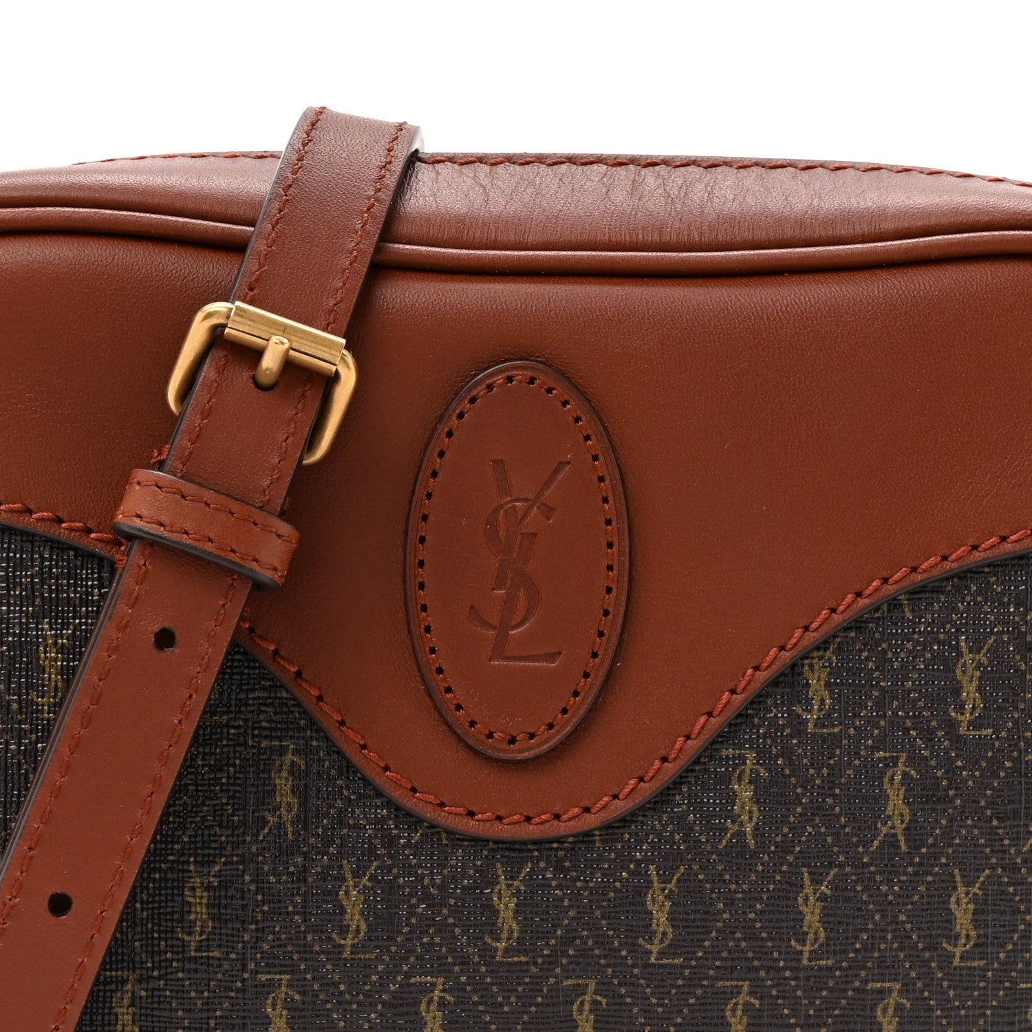 Saint Laurent Canvas Smooth Calfskin Le Monogramme Coeur Crossbody Chestnut 8 of 10