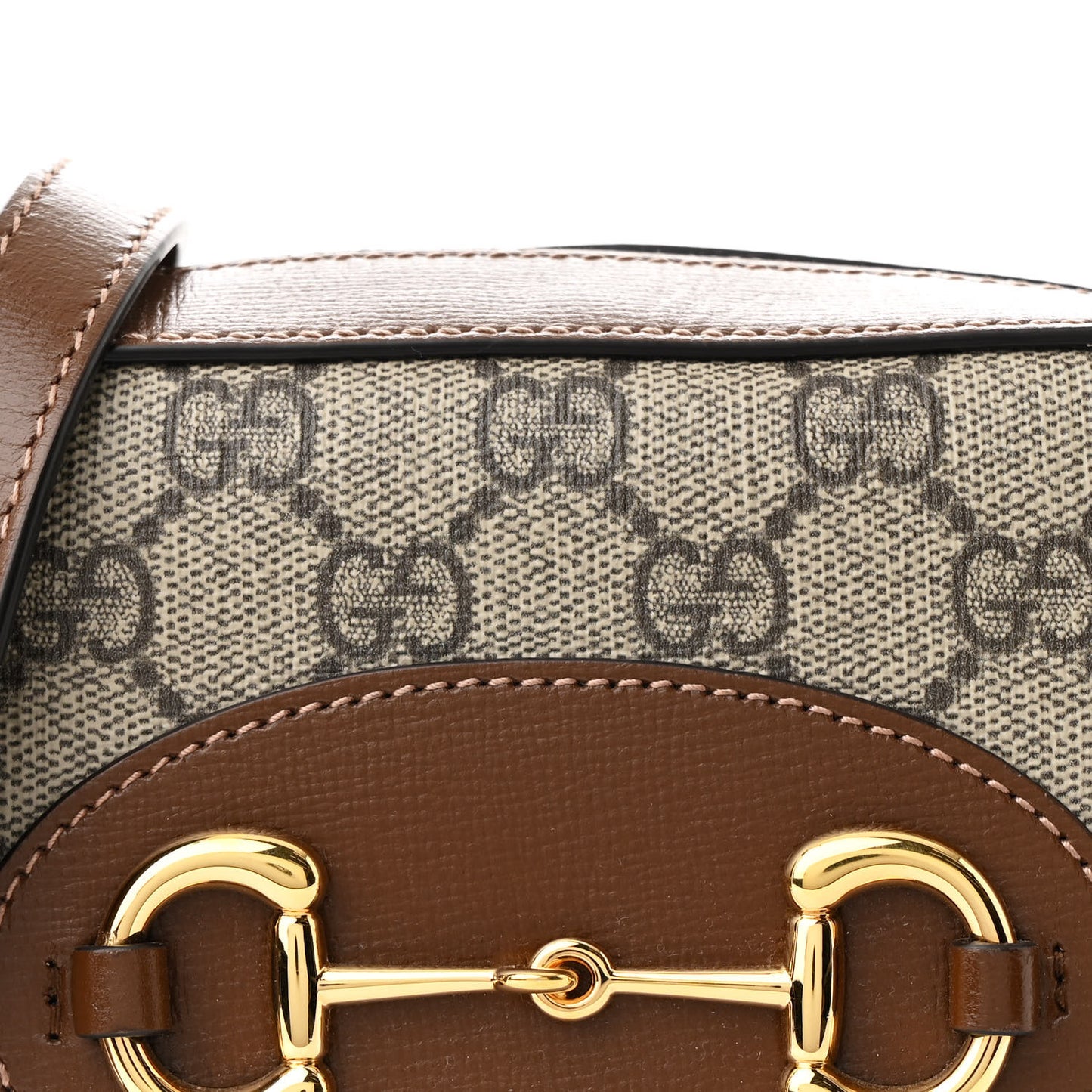 GG Supreme Monogram Mini Horsebit 1955 Camera Shoulder Bag Beige Brown Sugar