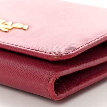 Prada Saffiano Metal French Flap Compact Wallet Peonia 10 of 12