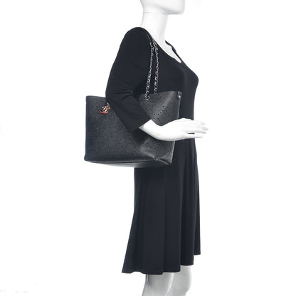 Chanel Perforated Grained Calfskin Large Shopping Tote Black 2 of 10