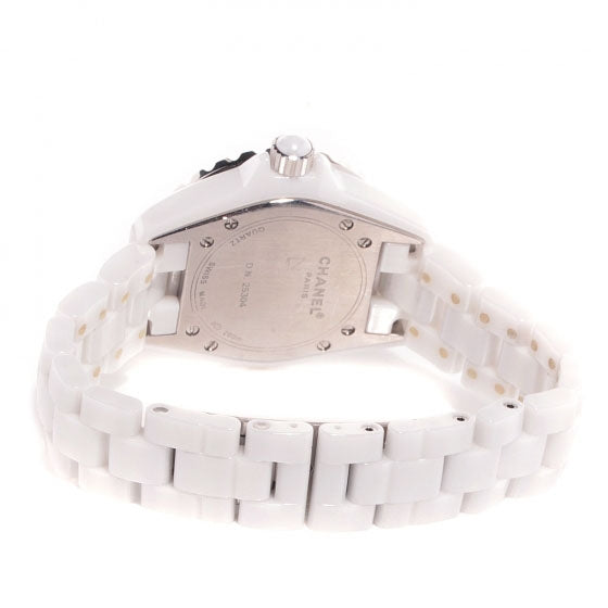 Chanel Stainless Steel Ceramic Diamond 33mm J12 Quartz Watch White 3 of 7