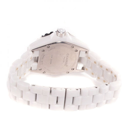 Chanel Stainless Steel Ceramic Diamond 33mm J12 Quartz Watch White 3 of 7