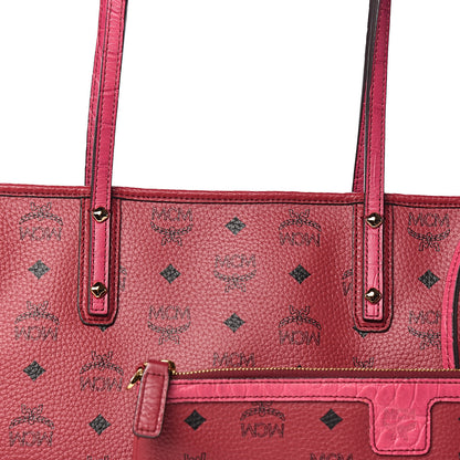 MCM Visetos Calfskin Medium Anya Shopper Tote Red Black 9 of 9
