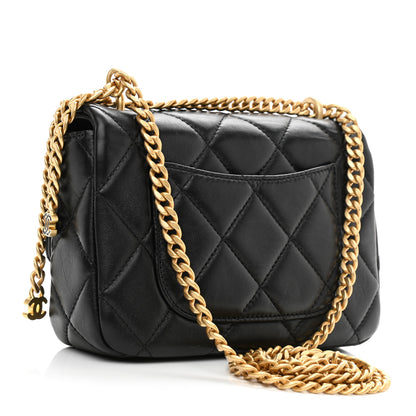 Chanel Lambskin Enamel Quilted Mini Pending CC Square Flap Black 3 of 10