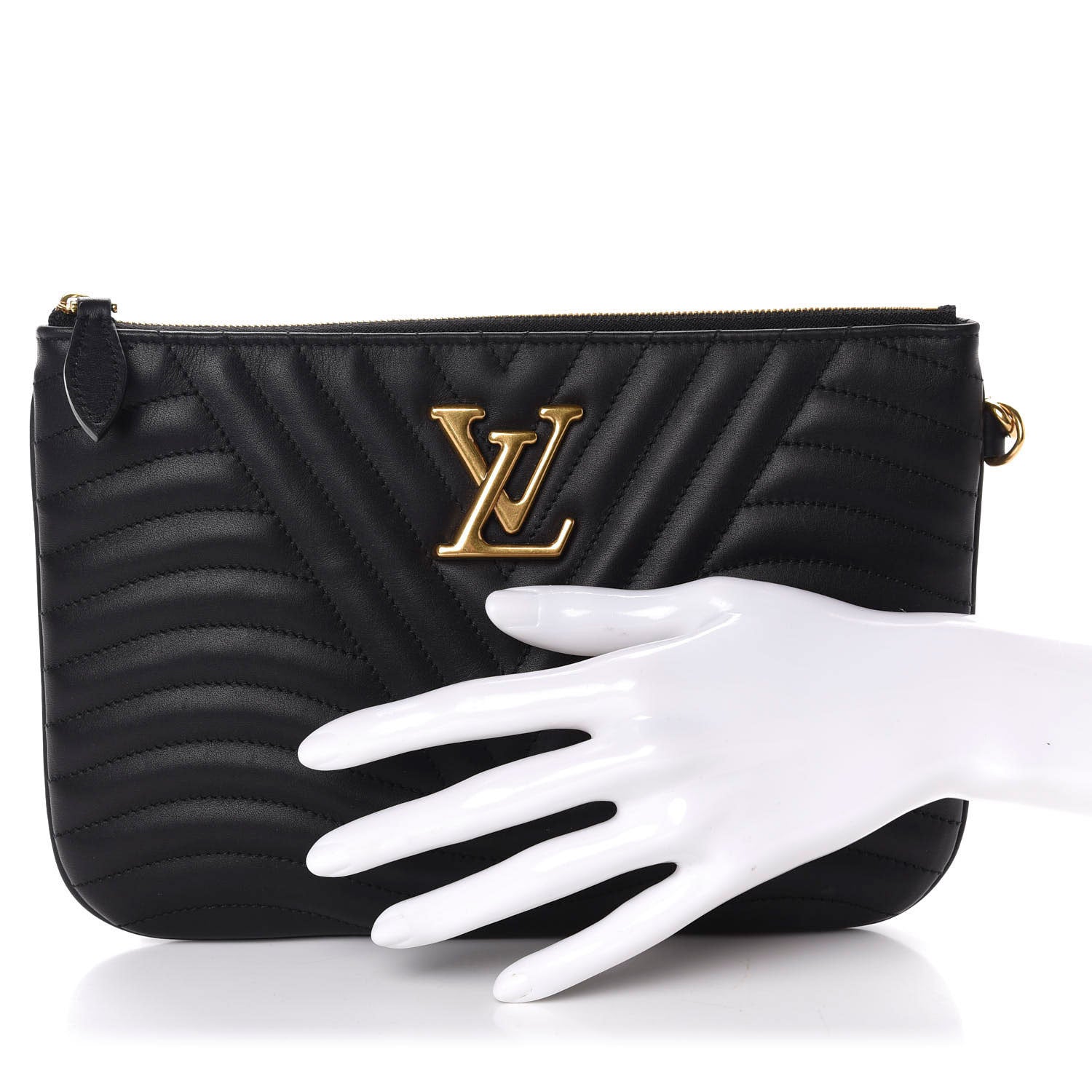 Louis Vuitton Calfskin New Wave Zipped Pochette Black 2 of 7