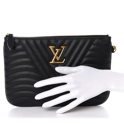 Louis Vuitton Calfskin New Wave Zipped Pochette Black 2 of 7