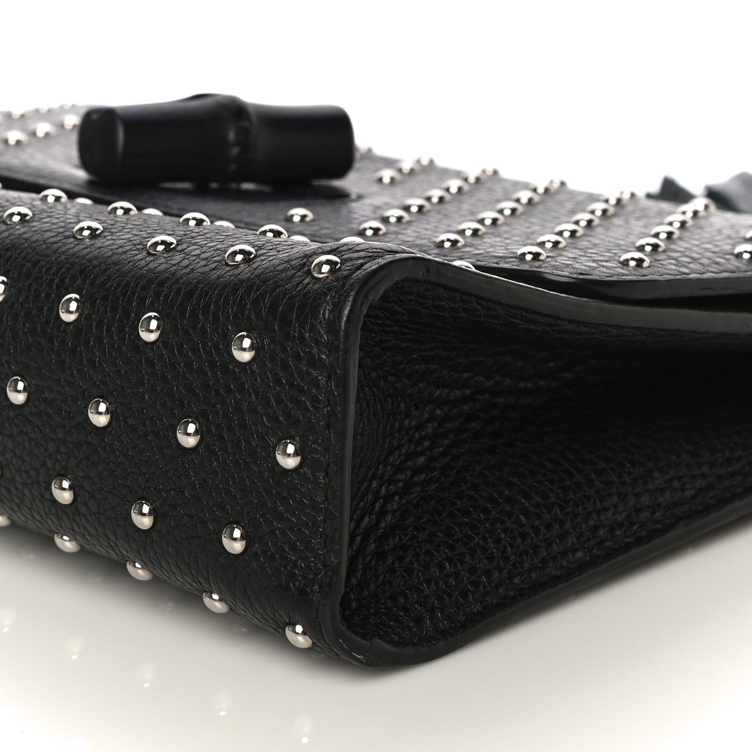 Gucci Calfskin Studded Medium Miss Bamboo Shoulder Bag Black 12 of 12