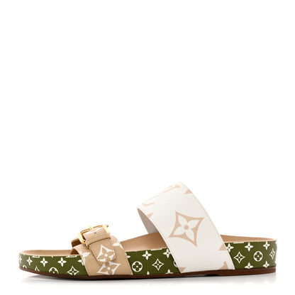 Louis Vuitton Monogram Giant Bom Dia Flat Mule Sandals 38.5 White Moka 1 of 8