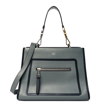 Fendi Vitello Century Opaco F is Fendi Bi-Color Small Runaway Satchel Carbone Black 1 of 10