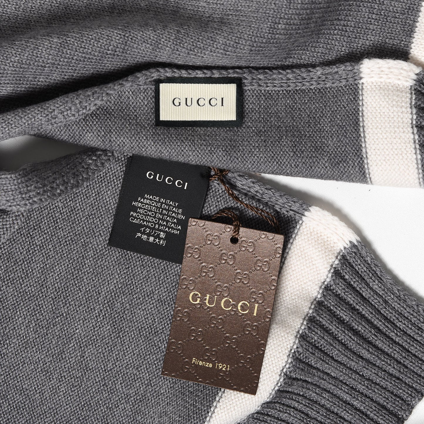 Wool Newporte Long Scarf Graphite Ivory