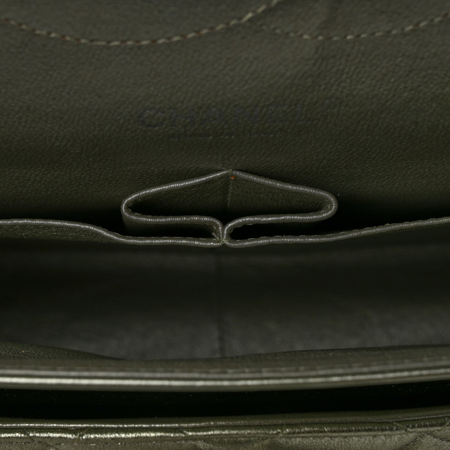Metallic Lambskin Quilted Jumbo Double Flap Green