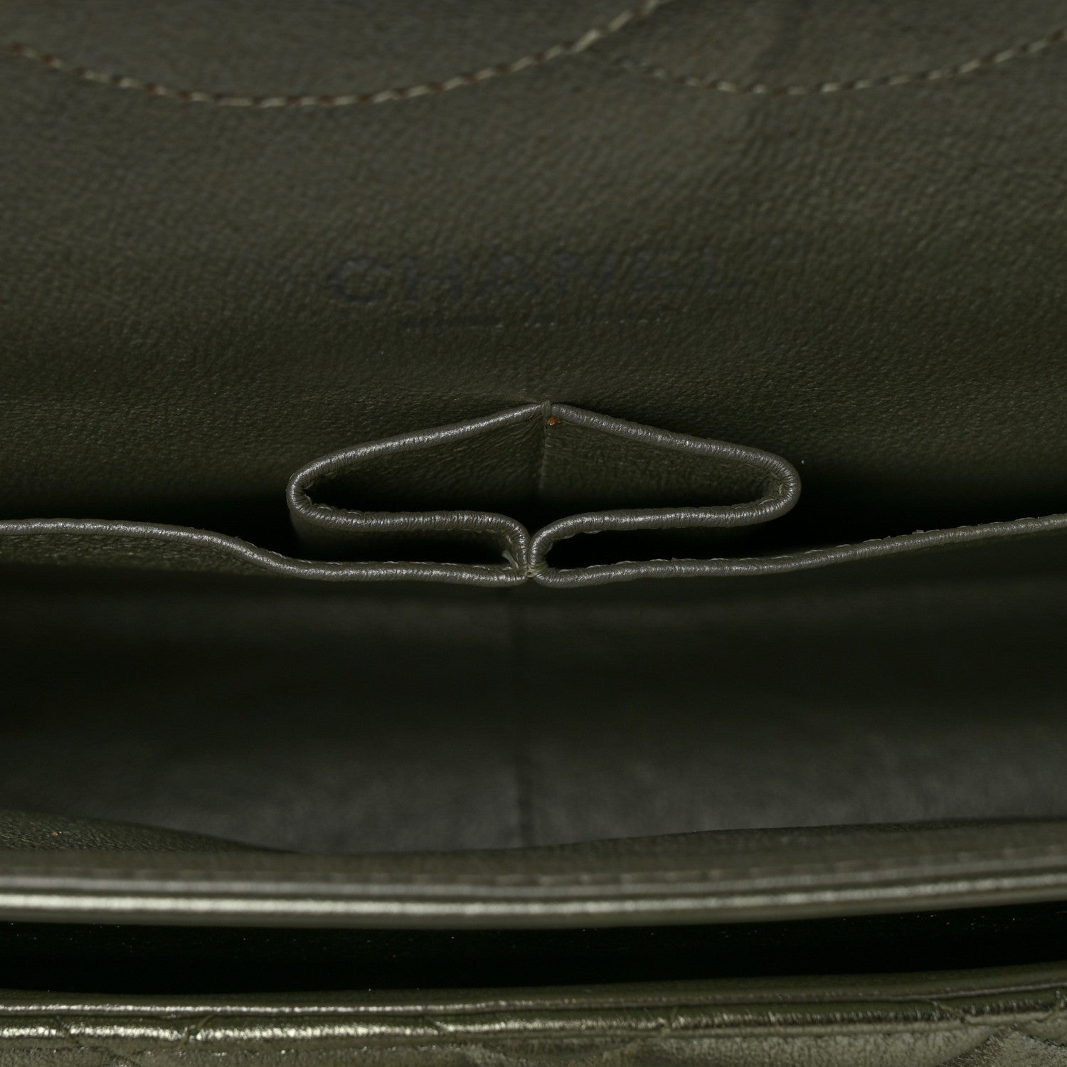 Chanel Metallic Lambskin Quilted Jumbo Double Flap Green 13 of 14