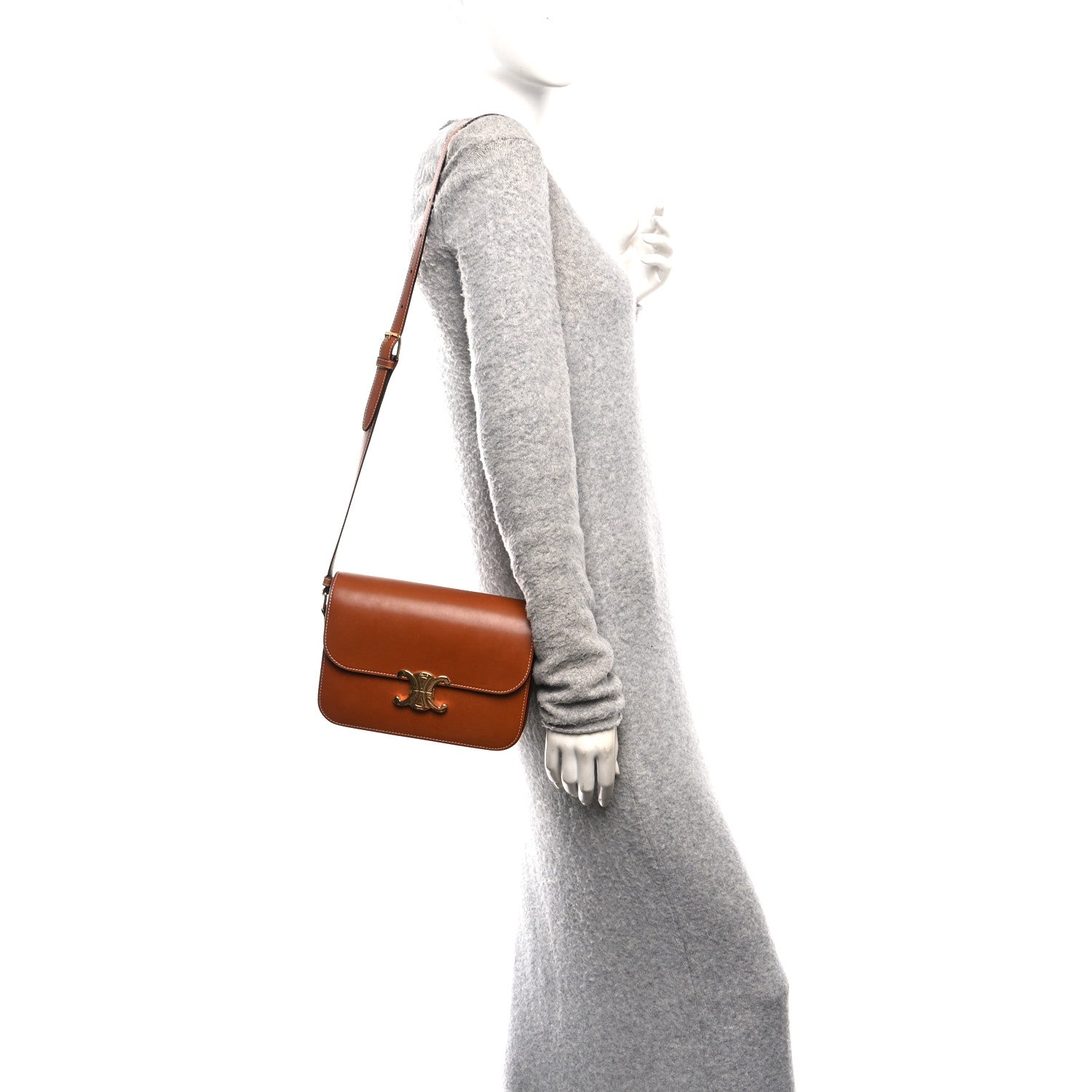 Celine Natural Calfskin Medium Triomphe Tan 2 of 10
