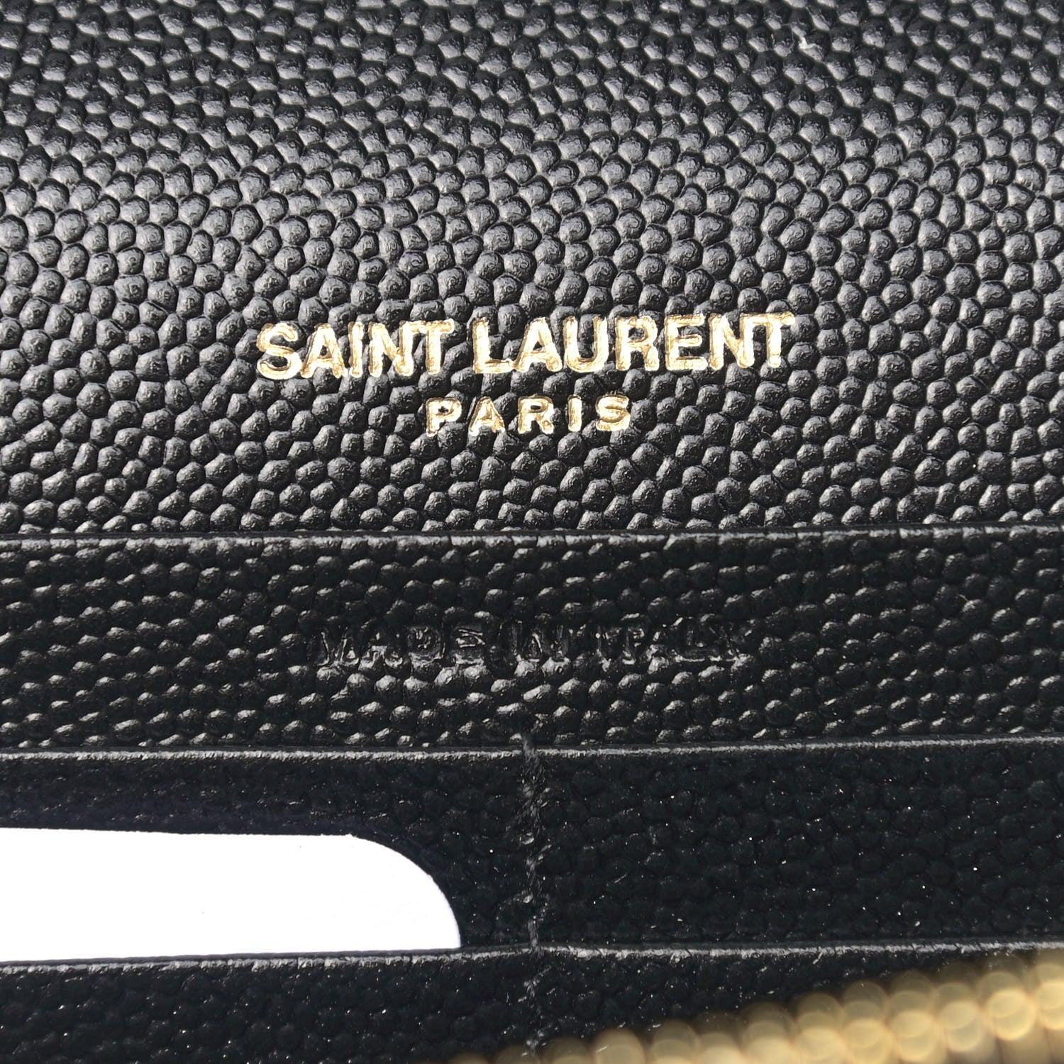 Saint Laurent Grain De Poudre Matelasse Chevron Monogram Chain Wallet Black 6 of 8