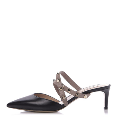 Valentino Garavani Nappa Rockstud Criss Cross 55mm Mules 38 Black Poudre 1 of 10