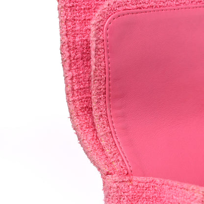 Chanel Tweed Crystal Bead Flower Embellished Quilted Medium Double Flap Pink 10 of 12