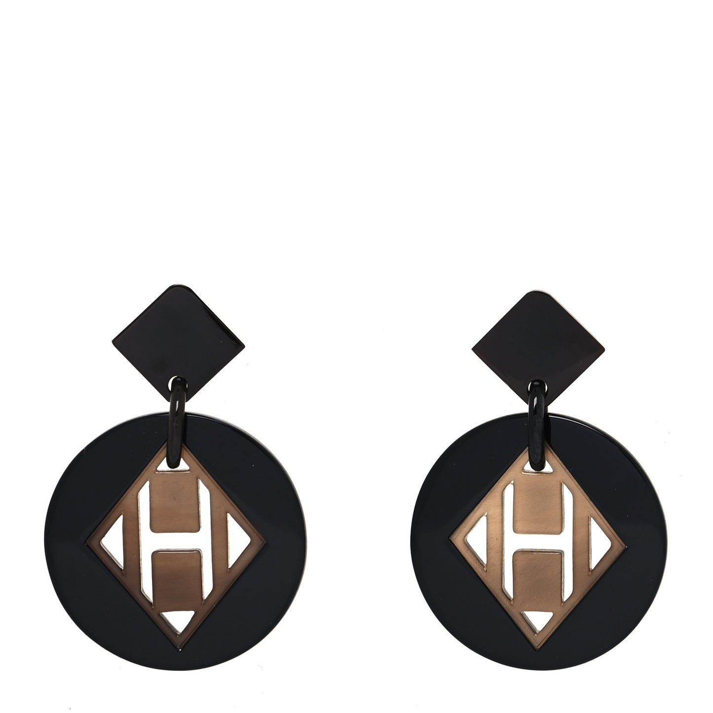 Buffalo Horn Lacquer Kuartz Earrings Black