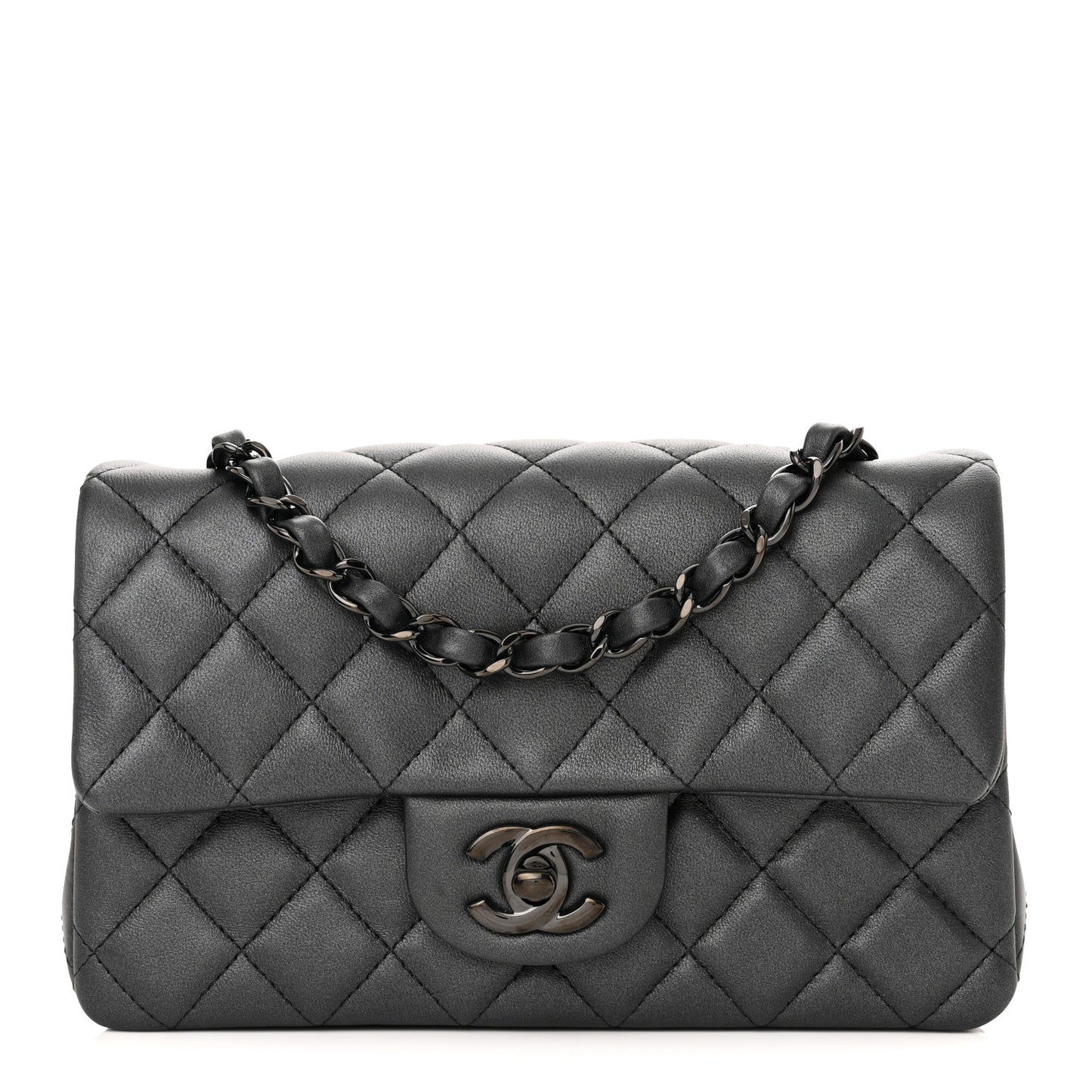Lambskin Quilted Mini Rectangular Flap So Black
