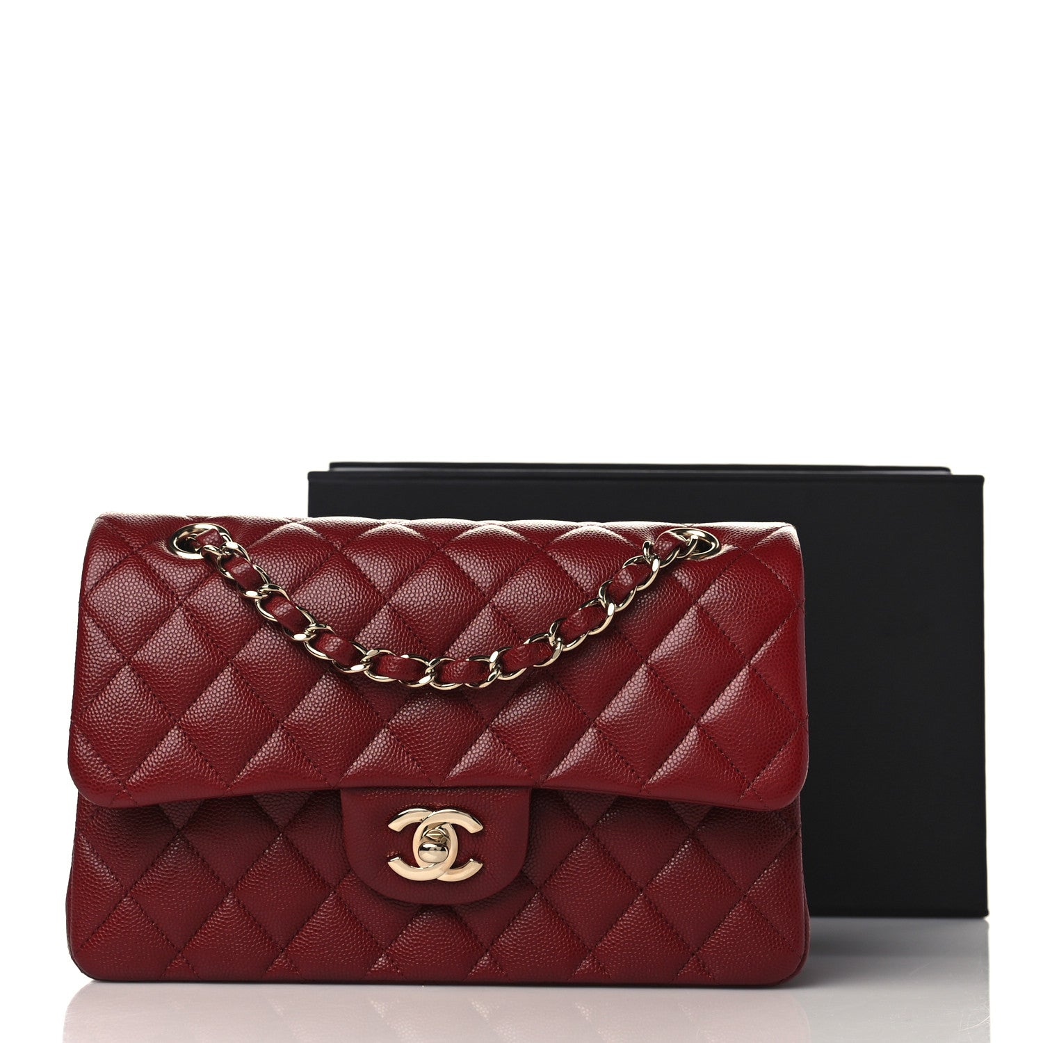 Chanel Caviar Quilted Small Double Flap Burgundy 10 of 10