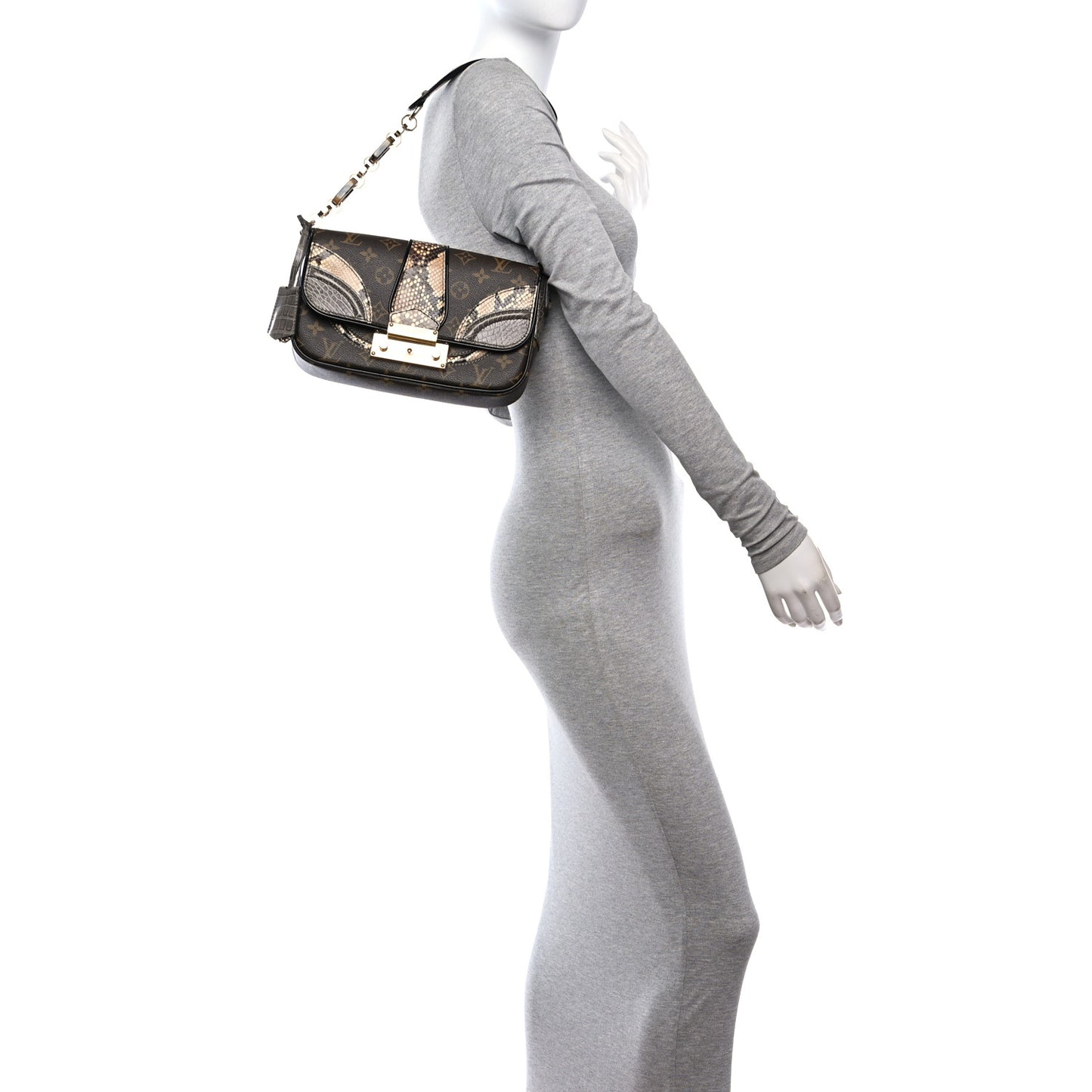 Monogram Snakeskin Alligator Monogramissime Pochette Gris