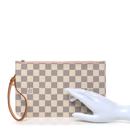 Louis Vuitton Damier Azur Neverfull MM GM Pochette Rose Ballerine 2 of 8