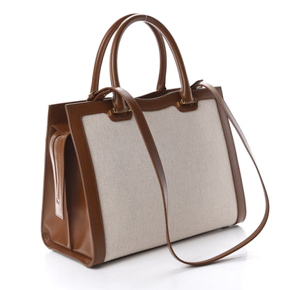 Saint Laurent Canvas Calfskin Medium Uptown Tote Brown 3 of 11