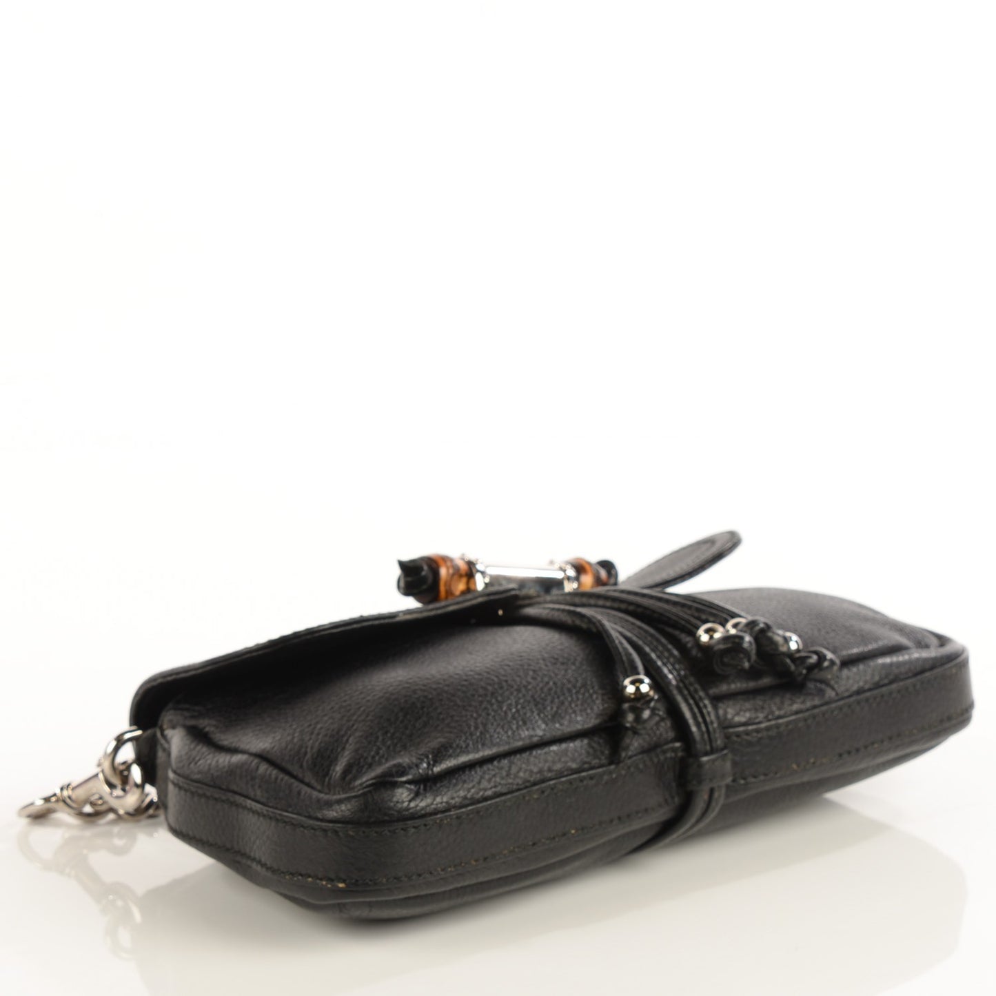 Calfskin Bamboo Croisette Evening Bag Black
