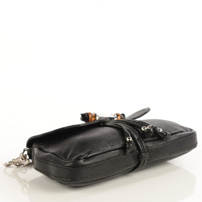 Gucci Calfskin Bamboo Croisette Evening Bag Black 4 of 7