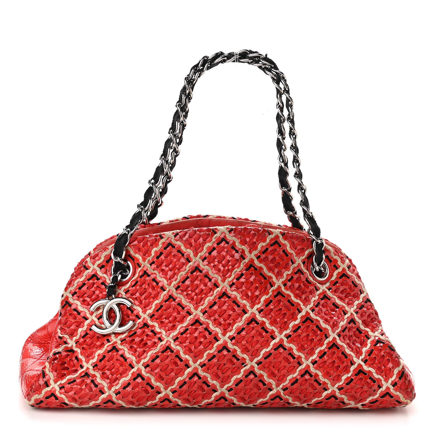 Chanel Patent Hand Embroidered Small Just Mademoiselle Red 1 of 13