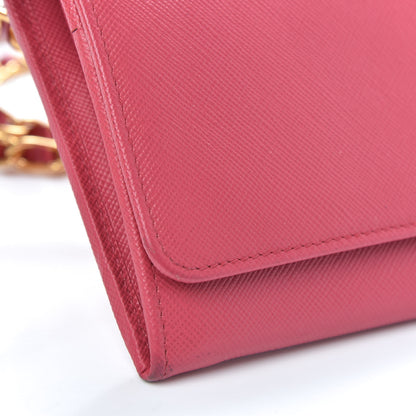 Prada Saffiano Metal Oro Chain Wallet Peonia 7 of 10