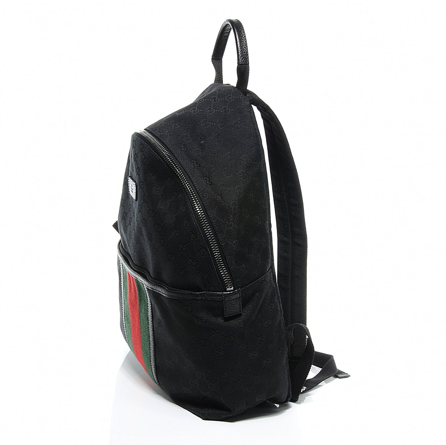 GG Monogram Web Medium Classic Backpack Black