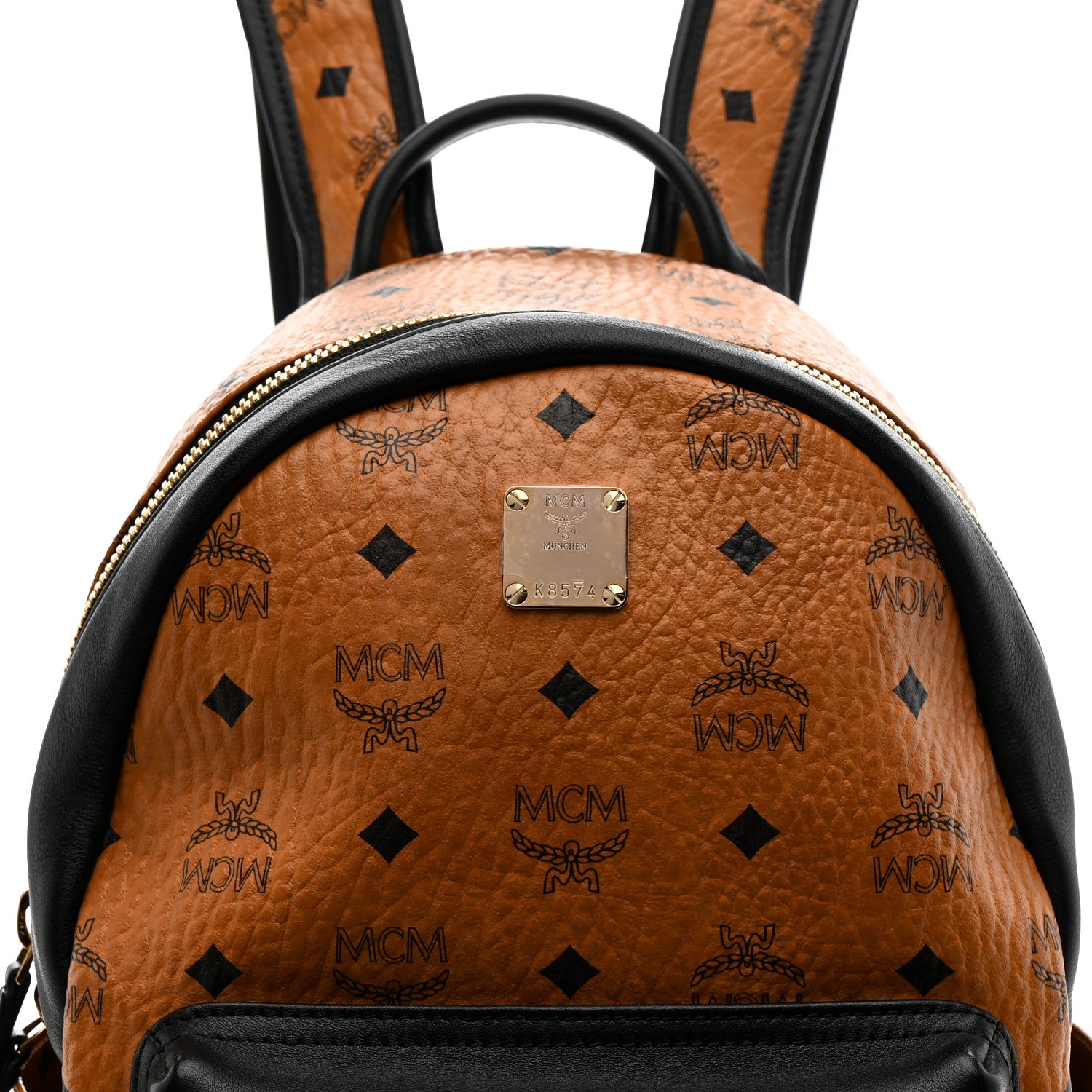 MCM Visetos Small Stark Backpack Cognac Black 7 of 9