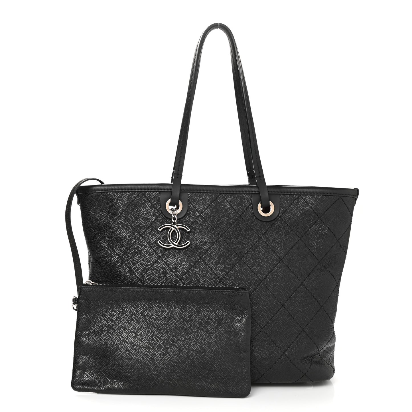 Grained Calfskin Shopping Fever Tote Black