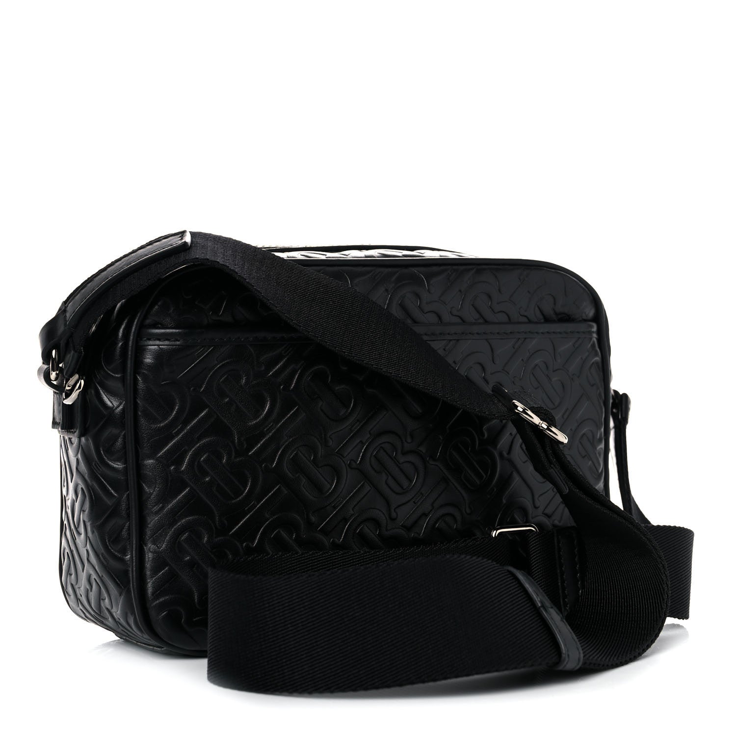 Burberry Calfskin Embossed Monogram Small Camera Bag Black 2 of 9