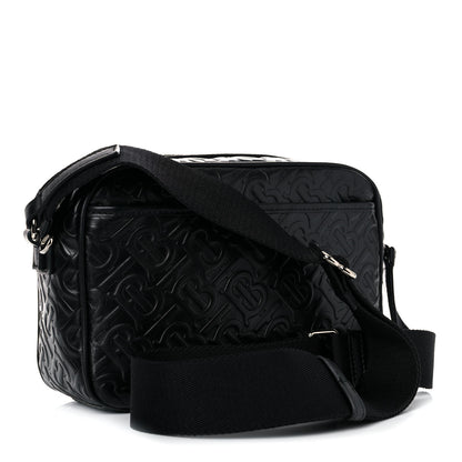 Burberry Calfskin Embossed Monogram Small Camera Bag Black 2 of 9