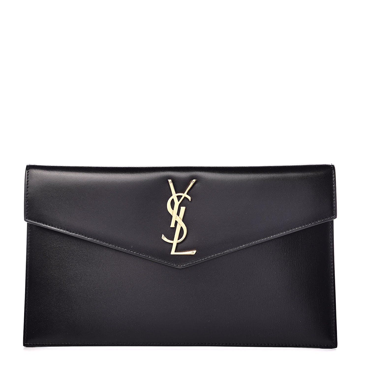 Saint Laurent Smooth Shiny Calfskin Monogram Uptown Pouch Black 1 of 7