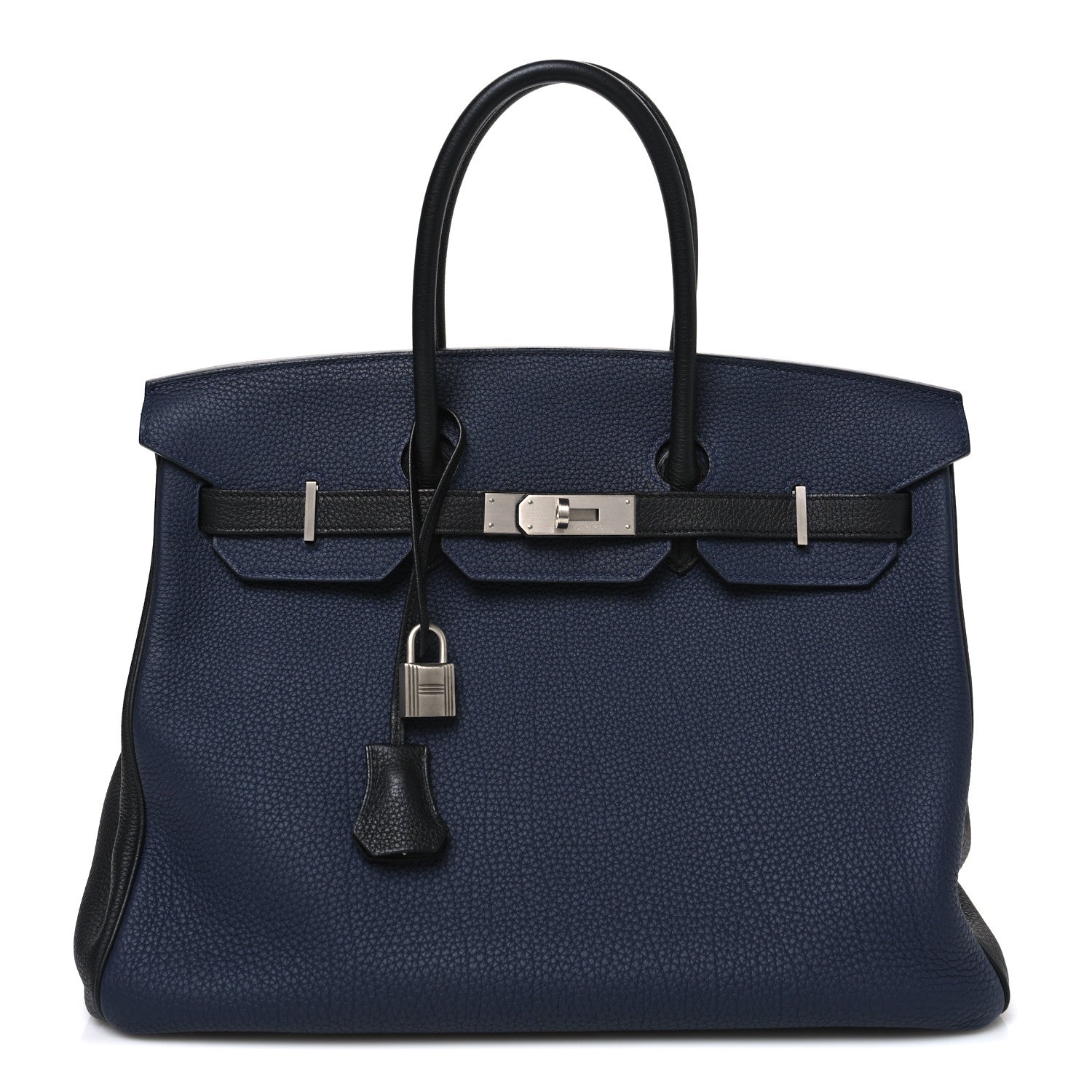 Hermes Togo Bi-Color Horseshoe Birkin 35 Bleu Nuit Black 1 of 10