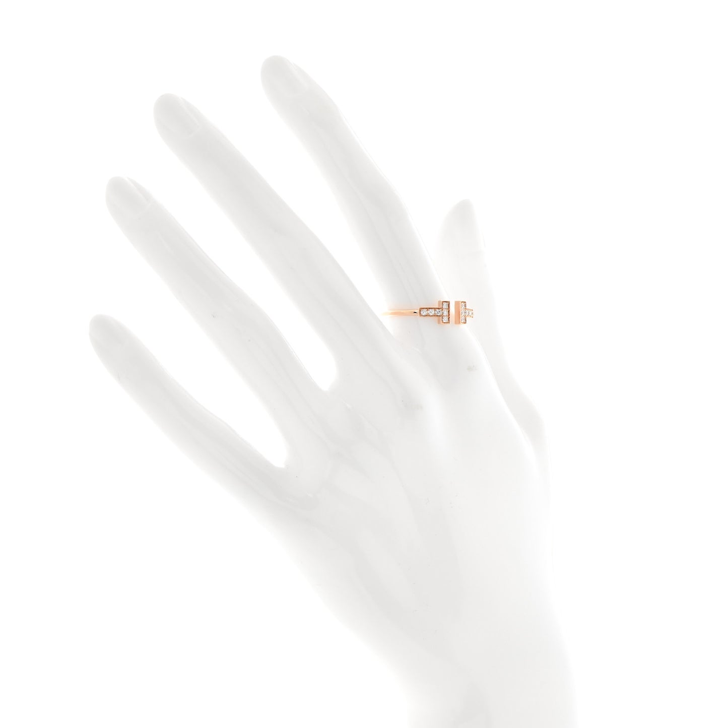 18K Rose Gold Diamond T Wire Ring 58 8.25
