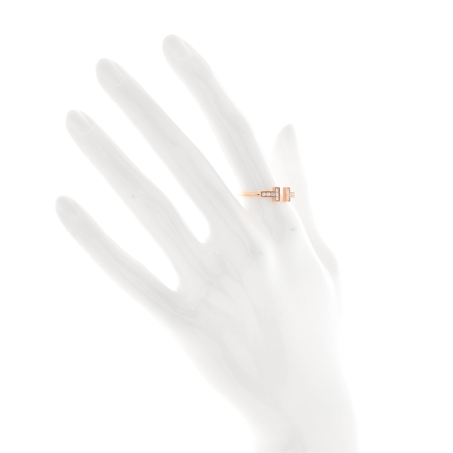Tiffany 18K Rose Gold Diamond T Wire Ring 58 8.25 2 of 5