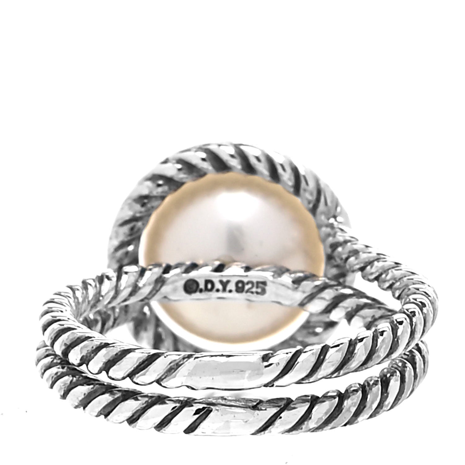 David Yurman Sterling Silver Diamond Pearl Cable Ring 50 5.5 3 of 4