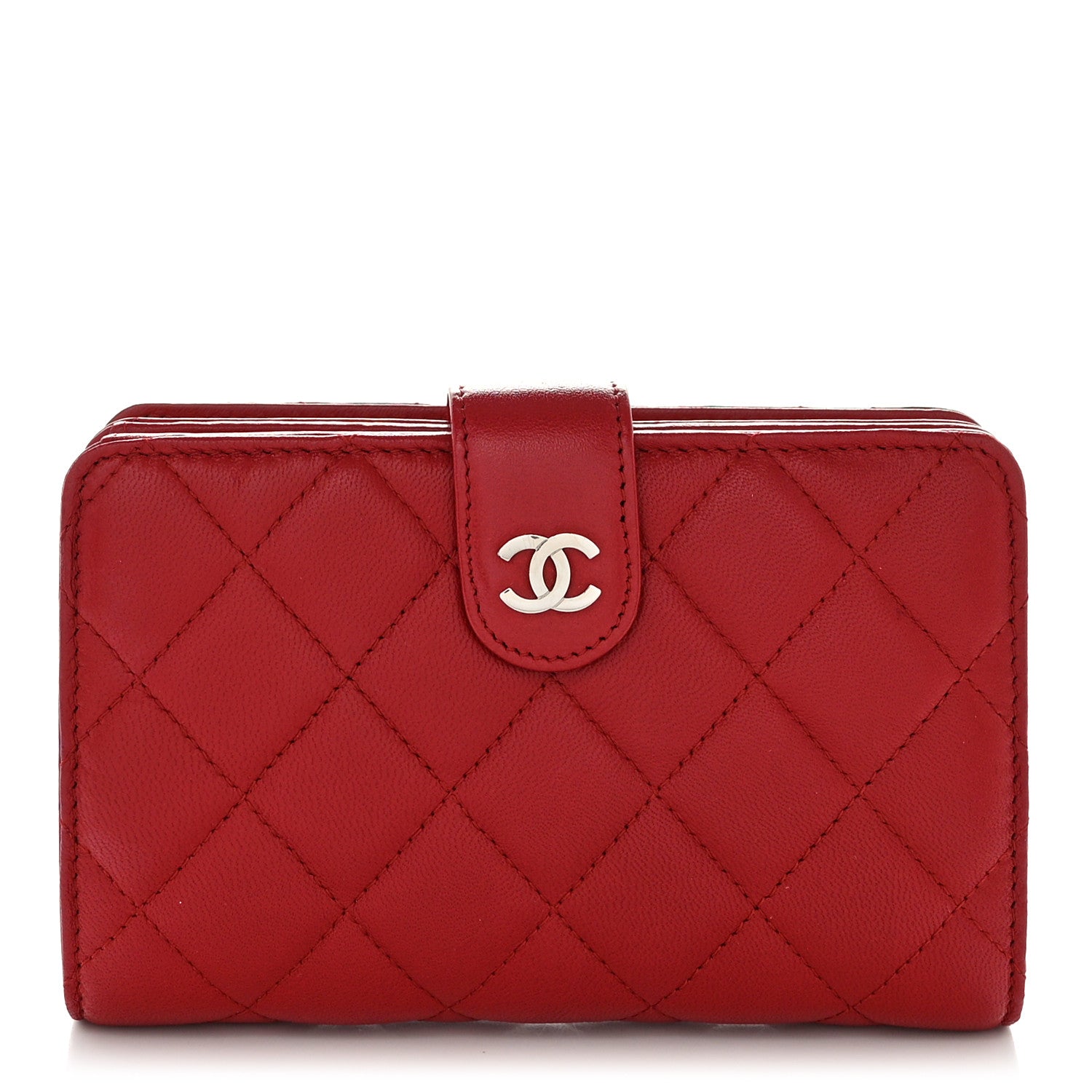 Chanel Lambskin Quilted CC French Wallet Red 1 of 12
