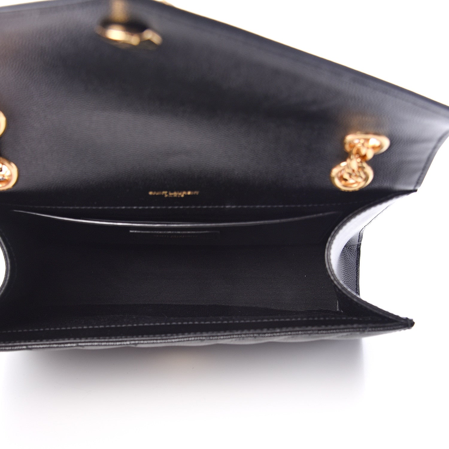 Saint Laurent Grain De Poudre Matelasse Chevron Medium Monogram Satchel Black 4 of 9