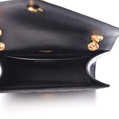 Saint Laurent Grain De Poudre Matelasse Chevron Medium Monogram Satchel Black 4 of 9
