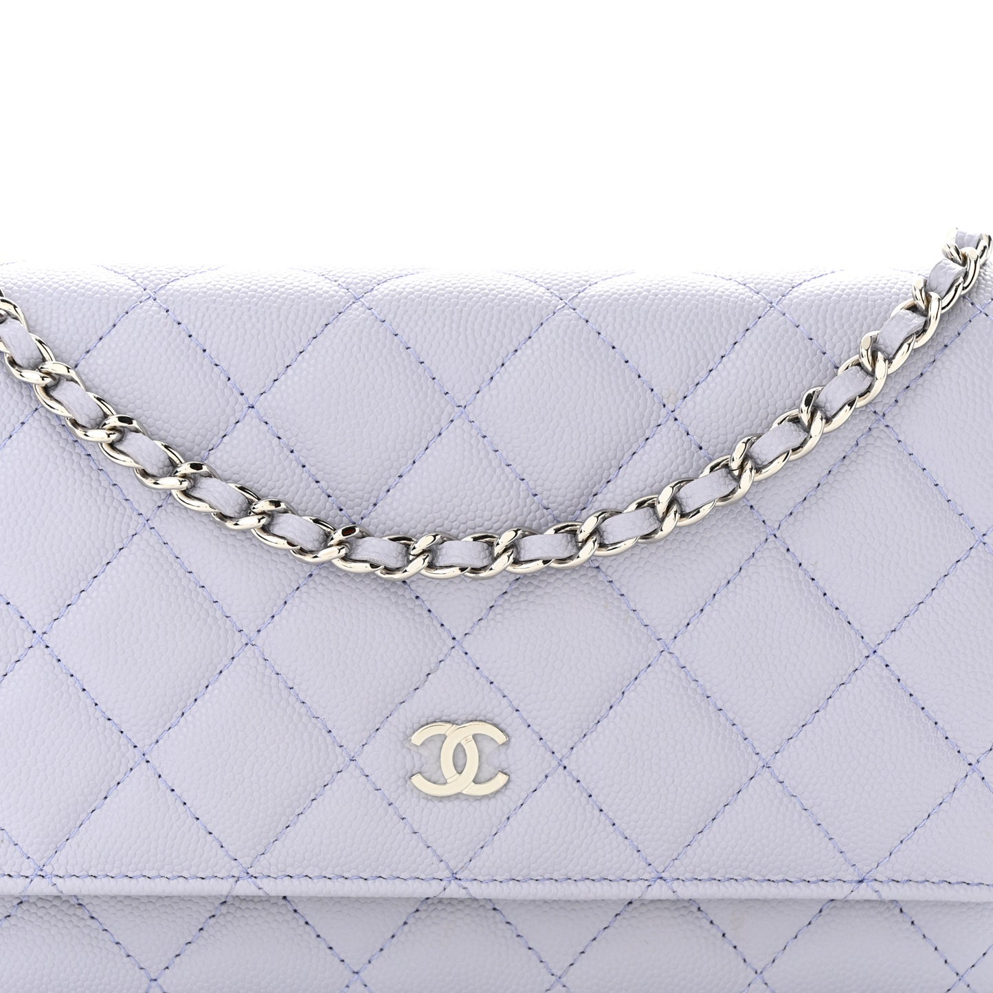 Caviar Quilted Wallet on Chain WOC Light Purple