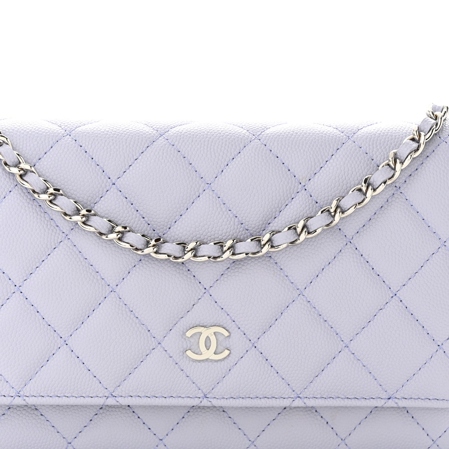Chanel Caviar Quilted Wallet on Chain WOC Light Purple 9 of 12