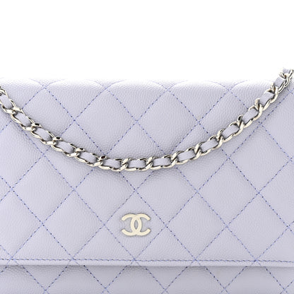 Chanel Caviar Quilted Wallet on Chain WOC Light Purple 9 of 12