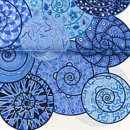 Hermes Silk Reves d'Escargots Scarf 90 White Bleu Klein 2 of 4